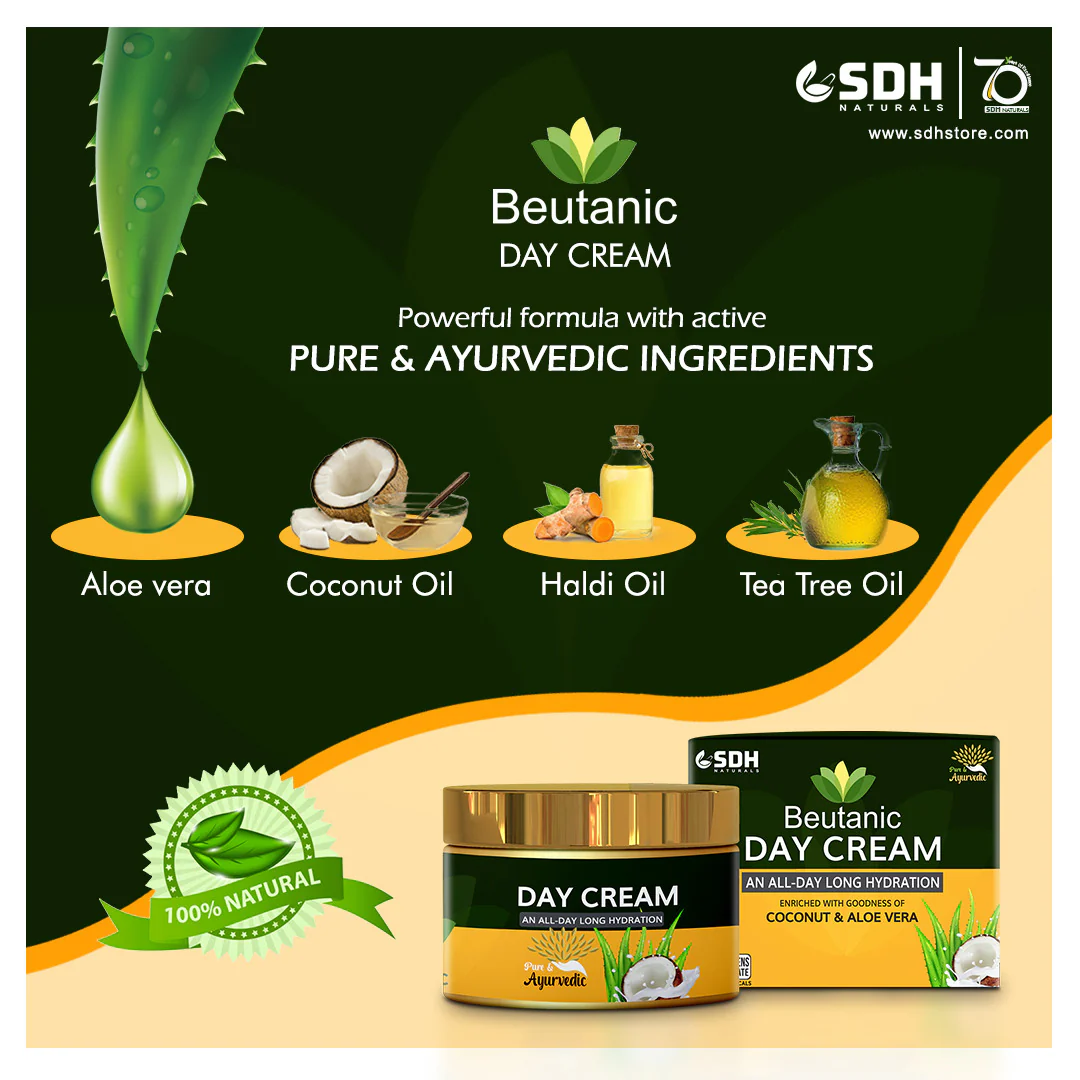 SDH Naturals Beutanic Day Cream Enriched With Goodness of Coconut & Aloe Vera Pack of 1 - Image 3
