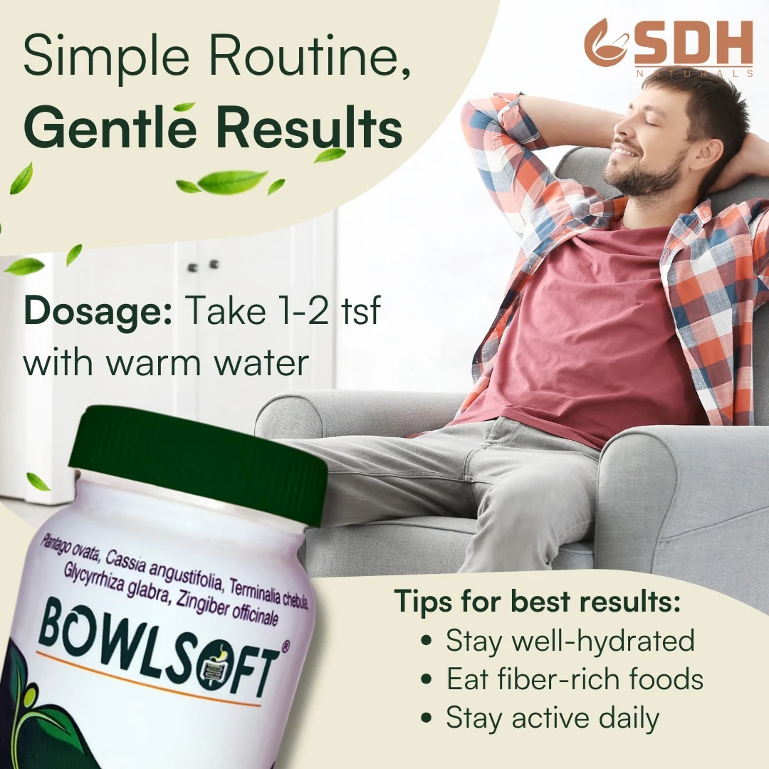 Bowlsoft  Ayurvedic Bowel & Digestive Support | With Isabgol, Sanay, Haritaki & Mishreya | Supports Natural Bowel Movement & Gut Comfort - Image 4