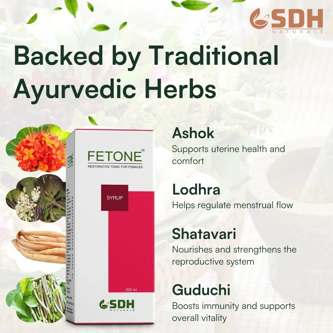 Fetone Syrup Ayurvedic Uterine Health Tonic for Women | With Ashok, Lodhra, Dashmoola, Shatavari & Guduchi | Menstrual Wellness & Hormonal Balance - Image 4