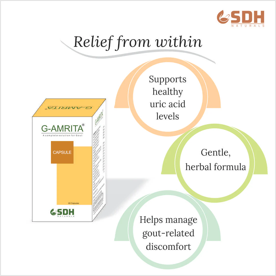 G Amrita Capsule Helps In Gout,Joint Pain Relief By Healthy Uric Acid Level,Helps Reduce Swelling&Pain,Natural Supplement For Joint Care , - Image 3
