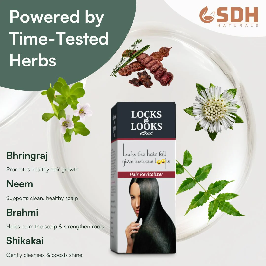 Locks N Looks Hair Oil – Enriched with Bhringraj, Neem Patra, Brahmi & Shikakai | Ayurvedic Scalp & Hair Nourishment | For Stronger, Healthier Hair - Image 4