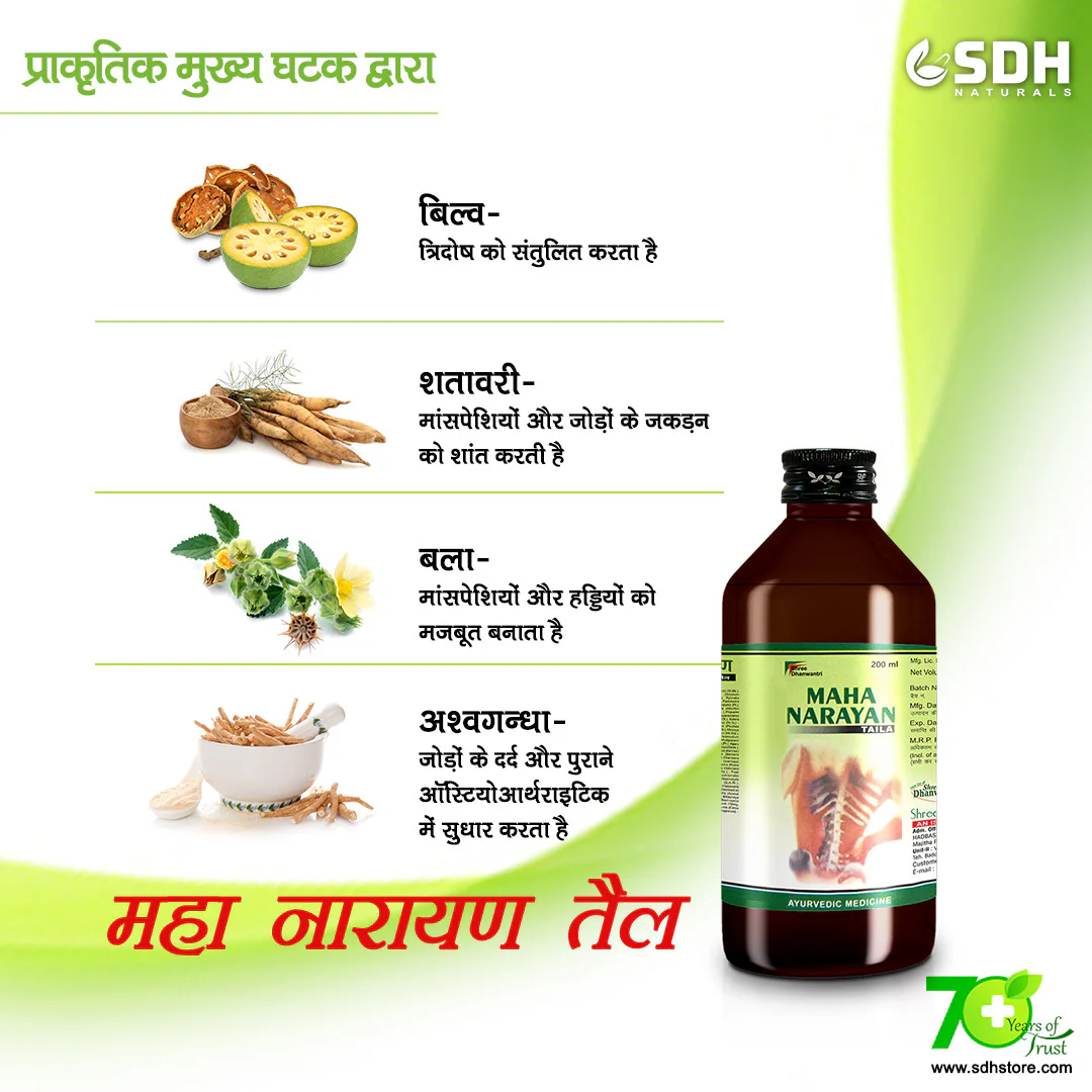 SDH Naturals Mahanarayan tail | Ayurvedic Oil for Joint Pain, Muscle Pain & Inflammations | Visible Improvements after application - Image 3