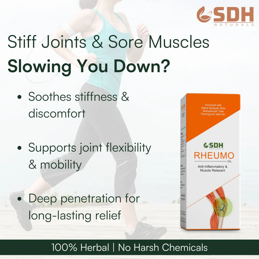 Rheumo Oil – Ayurvedic Joint & Muscle Pain Relief | Fast-Absorbing Herbal Formula for Stiffness, Swelling & Discomfort | Enriched with Narayan Tail, Gandhpuro Tail, Mahamash Tail, Panchgun Tail - Image 4