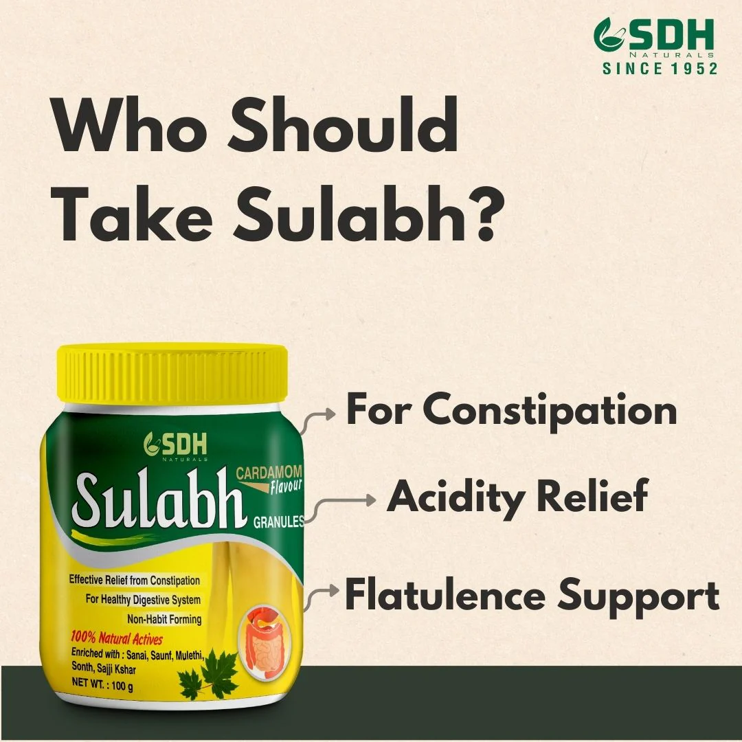 SDH Naturals Sulabh granules I 100% Ayurvedic Supplement for Constipation (Kabz) I Relieves acidity & gas. Non-habit-forming herbal formula, helps improve digestion, Churna Powder, safe and laxative. - Image 5