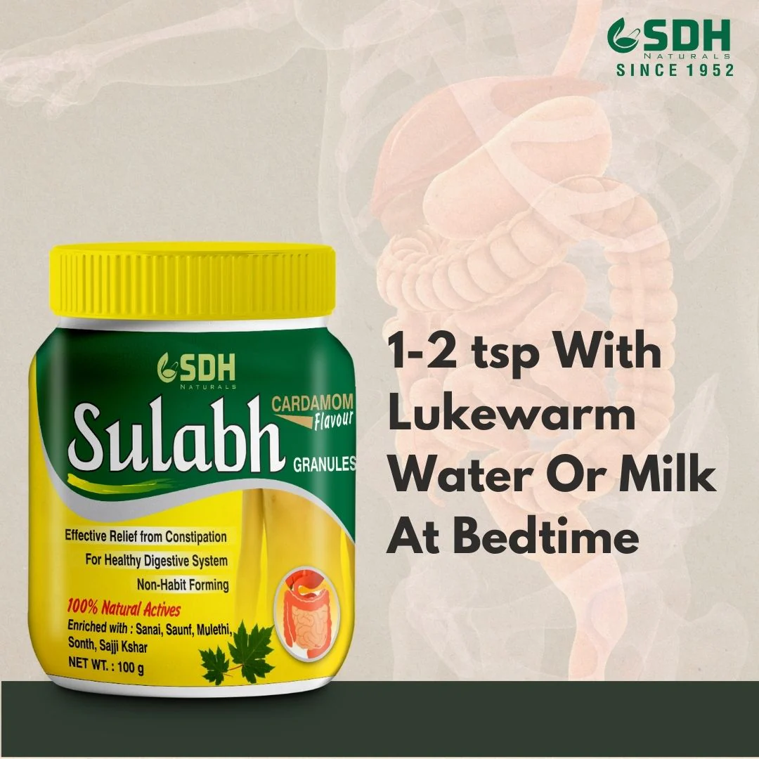 SDH Naturals Sulabh granules I 100% Ayurvedic Supplement for Constipation (Kabz) I Relieves acidity & gas. Non-habit-forming herbal formula, helps improve digestion, Churna Powder, safe and laxative. - Image 6